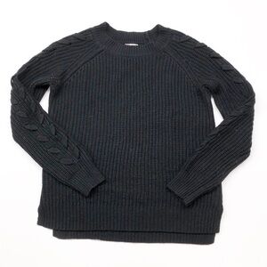 SO black ribbed knit lace up sleeve sweater